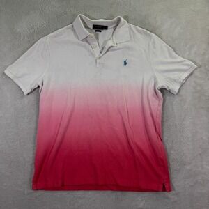 Polo Ralph Lauren Polo Shirt Mens Large Red Dye Casual Preppy Classic Ombre